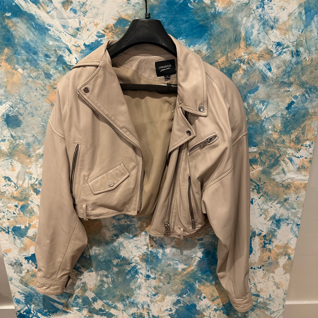 Dylan Cream Real Leather La Marque 80s Style Jacket